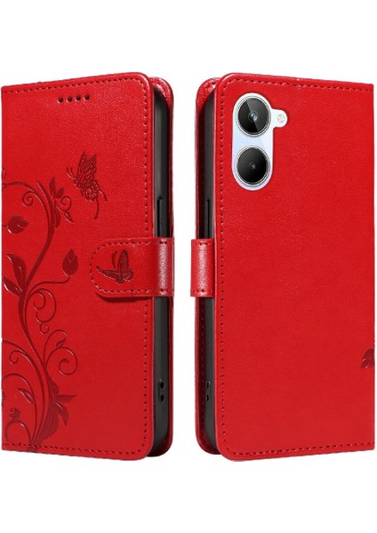 Reamle 10 4g Cüzdan Telefon Kılıfı ve Kart Yuvası Kabartmalı Kelebek (Yurt Dışından)