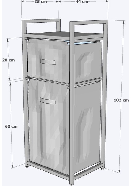 DH11 Raflı Çamaşır Sepeti Banyo Dolabı Kirli Sepetli Banyo Düzenleyici Çamaşırlık