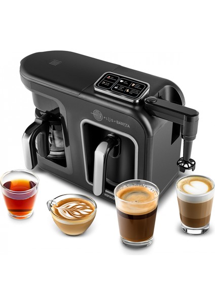 Hatır Plus Barista 6 In 1 Latte Cappucino ve Közde Türk Kahvesi Makinesi Black Silver