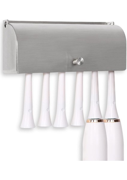 Diş Fırçası Tutucu, 304 Paslanmaz Çelik Toz Geçirmez Duvara Monte Kendinden Yapışkanlı Diş Fırçası Depolama Organizatör Stand Rafı (Gümüş (6 Fırça Yuvası)) (Yurt Dışından)