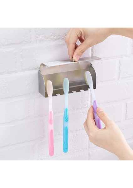 Diş Fırçası Tutucu, 304 Paslanmaz Çelik Toz Geçirmez Duvara Monte Kendinden Yapışkanlı Diş Fırçası Depolama Organizatör Stand Rafı (Gümüş (6 Fırça Yuvası)) (Yurt Dışından) fiyatları