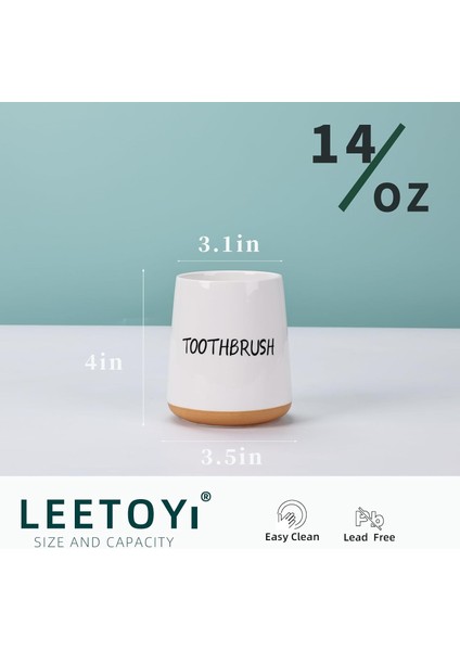 Seramik Diş Fırçası Tutucu, Banyo Vanity ve Tezgah Için Diş Fırçalama Kabı, Çiftlik Evi Fırçalama Tutucu 3,5 Inç, Beyaz (Yurt Dışından)