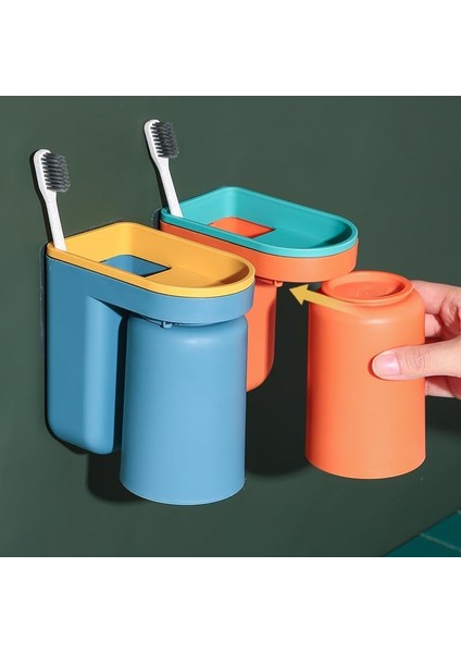 Yapışkanlı Diş Fırçası Tutucu, 2'si 1 Arada Duvara Monte Diş Fırçası Tutucu, Bardaklı, Banyo Için Diş Fırçası Tutucu, Diş Fırçası ve Diş Macunu Tutucu, Büyük Kapasiteli, Banyo Akse (Yurt Dışından)