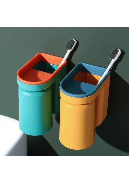 Yapışkanlı Diş Fırçası Tutucu, 2'si 1 Arada Duvara Monte Diş Fırçası Tutucu, Bardaklı, Banyo Için Diş Fırçası Tutucu, Diş Fırçası ve Diş Macunu Tutucu, Büyük Kapasiteli, Banyo Akse (Yurt Dışından)