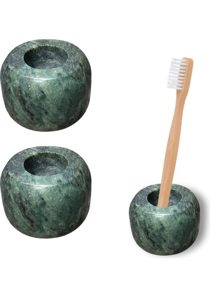 Yeşil Mermer Diş Fırçası Standı/tutucu - Gerçek Mermer Diş Fırçası Standı - Minimalist Modern Tek Diş Fırçalığı. 2'li Paket (Yurt Dışından)