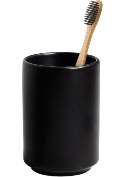 Banyo Için Seramik Siyah Diş Fırçalığı, Duş Için Diş Fırçası ve Diş Macunu Tutucular, Tezgah Için Diş Fırçası Düzenleyici, Seramik Tumbler Bardak, Banyo Aksesuarı, Siyah (Yurt Dışından)