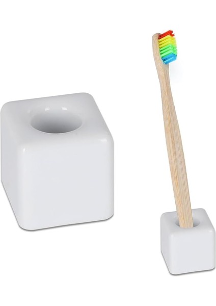 Banyo Vanity Tezgahları Için Şık Mini Seramik Diş Fırçası Tutucu Standı, Mini Seramik Diş Fırçası Tutucu Standı (Beyaz) (Yurt Dışından)