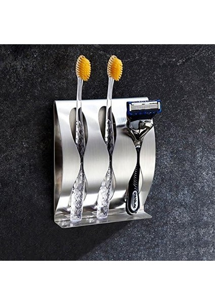 Paslanmaz Çelik Duvara Monte Banyo Diş Fırçası Tutucu, Banyo Dolabı Organizatör Aksesuarları, 3m Kendinden Yapışkanlı 1 Diş Fırçası + 1 Diş Macunu Tutucu Dispenseri, Jilet Tutucu (Yurt Dışından) fırsatları