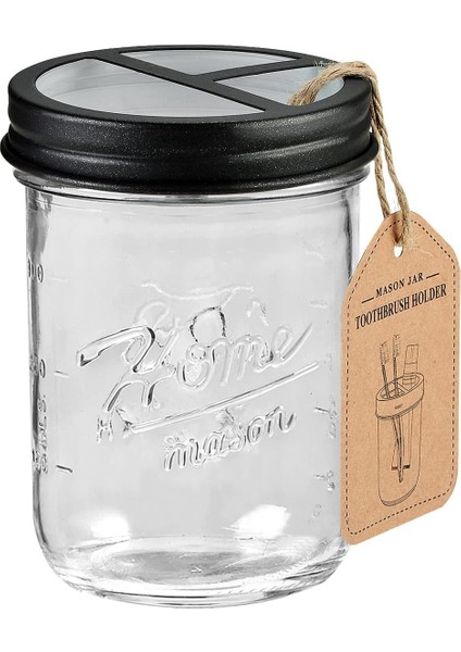 Mason Kavanoz Diş Fırçası Tutucu - Premium Paslanmaz 304 Paslanmaz Çelik Kapak - 2 Diş Fırçası ve Diş Macunu Tutar - Rustik Çiftlik Evi Dekoru Tezgah ve Vanity Depolama Düzenleyici (Yurt Dışından)