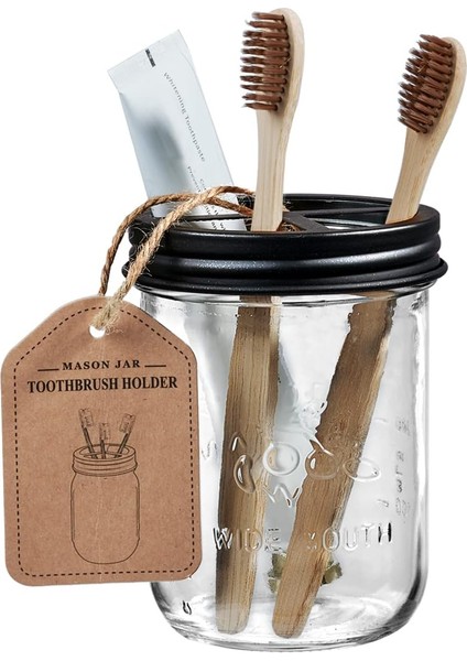 Mason Kavanoz Diş Fırçası Tutucu - Premium Paslanmaz 304 Paslanmaz Çelik Kapak - 2 Diş Fırçası ve Diş Macunu Tutar - Rustik Çiftlik Evi Dekoru Tezgah ve Vanity Depolama Düzenleyici (Yurt Dışından) fiyatları