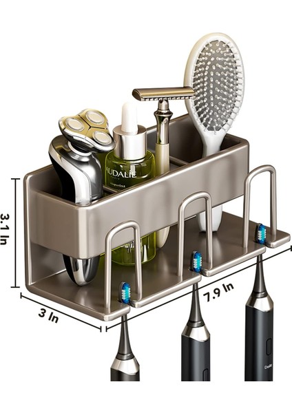 Banyo Için Kendinden Yapışkanlı Diş Fırçası Tutucu, Depolama Düzenleyicili Matkapsız Duvara Monte Diş Fırçası Rafı, Space Alüminyumdan Üretilmiştir, Aileler ve Ortak Banyo Için Mük (Yurt Dışından)