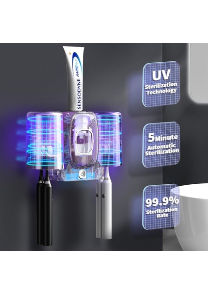Banyolar Için Diş Fırçası Tutucuları, Otomatik Diş Macunu Dispenseri Yerden Tasarruflu Diş Fırçası ve Diş Macunu Tutucusu, Banyo Için 2 Bardak ile Duvara Monte Diş Fırçası Tutucusu (Yurt Dışından) fiyatları