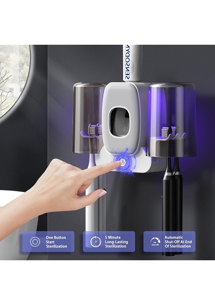 Banyolar Için Diş Fırçası Tutucuları, Otomatik Diş Macunu Dispenseri Yerden Tasarruflu Diş Fırçası ve Diş Macunu Tutucusu, Banyo Için 2 Bardak ile Duvara Monte Diş Fırçası Tutucusu (Yurt Dışından) fırsatları