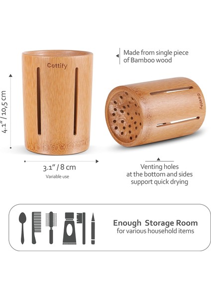 Banyo Için Bambu Diş Fırçası Tutucu, Drenajlı Diş Fırçası Bardağı, Çabuk Kuruyan Banyo Bardağı Tutucu, Banyo Için Diş Macunu Tutucu, Ahşap Diş Fırçası Tutucu Süzgeç, Çizgili Parlak (Yurt Dışından) fiyatları