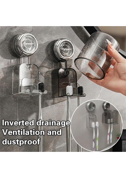 Su Bardağı ile Çıkarılabilir Vantuzlu Diş Fırçalığı Tutucu, Banyo Kapağı, Duş Için Diş Fırçası Saklama Düzenleyicisi, Yurt Için Kendinden Yapışkanlı Diş Fırçası Askısı Rafı, Dolap (Yurt Dışından) fiyatları