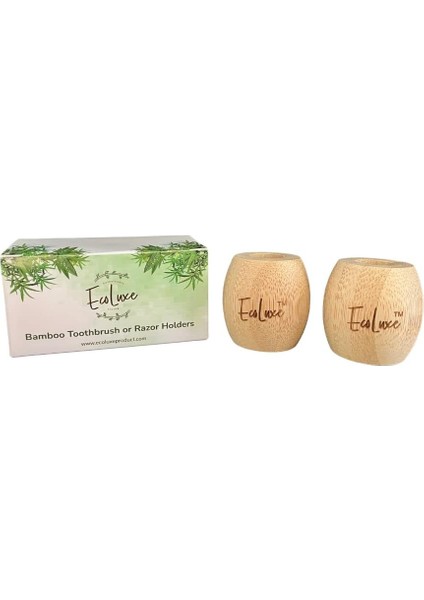 Mini Bambu Organik Doğal Diş Fırçası, Kozmetik Fırça, Tıraş Makinesi Tutucu Standı, 2'li Paket (Yurt Dışından)
