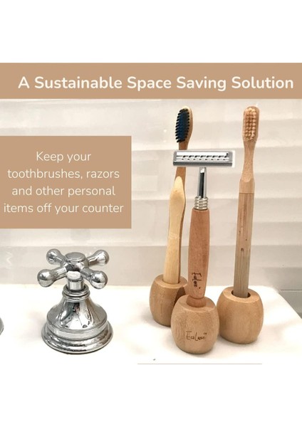 Mini Bambu Organik Doğal Diş Fırçası, Kozmetik Fırça, Tıraş Makinesi Tutucu Standı, 2'li Paket (Yurt Dışından) fiyatları