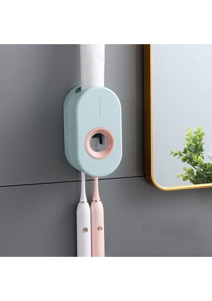 Diş Macunu Dispenseri Duvara Monte Banyo Otomatik Diş Macunu Sıkacağı Çocuklar ve Yetişkinler Için Elektrikli Diş Fırçası Tutucu ile Gök Mavisi (Yurt Dışından)