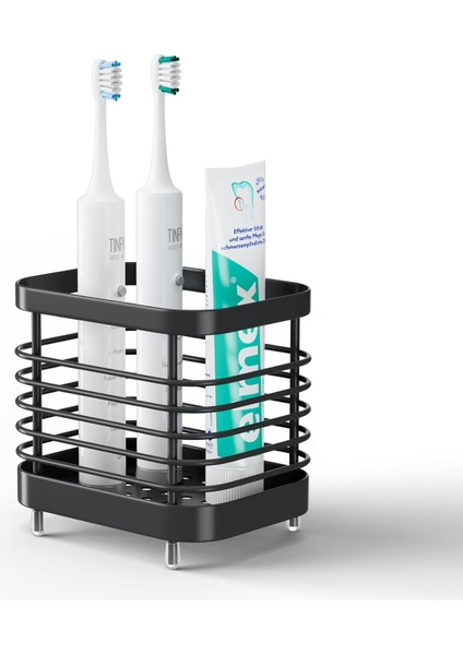 Banyo Için Elektrikli Diş Fırçası Tutucu, Duş Için Paslanmaz Çelik Diş Macunu Organizatör Saklama Kabı, Tezgah Lavabo Için Diş Fırçalama Caddy Stand Tepsisi, Siyah Banyo Aksesuarla (Yurt Dışından)