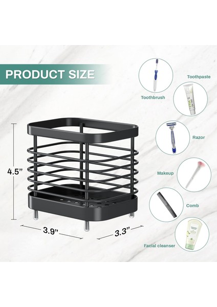 Banyo Için Elektrikli Diş Fırçası Tutucu, Duş Için Paslanmaz Çelik Diş Macunu Organizatör Saklama Kabı, Tezgah Lavabo Için Diş Fırçalama Caddy Stand Tepsisi, Siyah Banyo Aksesuarla (Yurt Dışından)