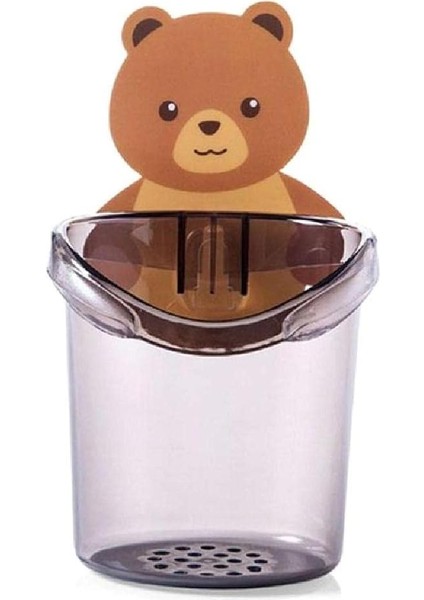 Banyo Ayı Hugs Diş Fırçası Bardağı Diş Macunu Depolama Rafı Banyo Duvara Monte Drenaj Ayı Saklama Kabı Çocuklar Diş Fırçası Tutucu Seti (Yurt Dışından)