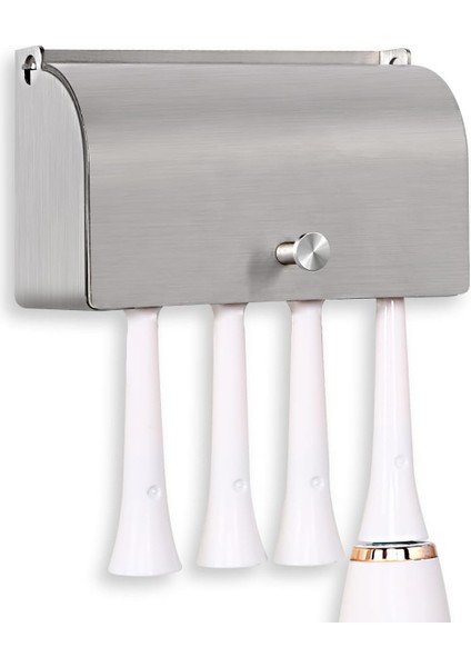 Diş Fırçası Tutucu, 304 Paslanmaz Çelik Toz Geçirmez Duvara Monte Kendinden Yapışkanlı Diş Fırçası Depolama Organizatör Stand Rafı (9 cm (4 Fırça Yuvası)) (Yurt Dışından)