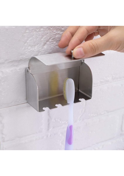 Diş Fırçası Tutucu, 304 Paslanmaz Çelik Toz Geçirmez Duvara Monte Kendinden Yapışkanlı Diş Fırçası Depolama Organizatör Stand Rafı (9 cm (4 Fırça Yuvası)) (Yurt Dışından) fırsatları
