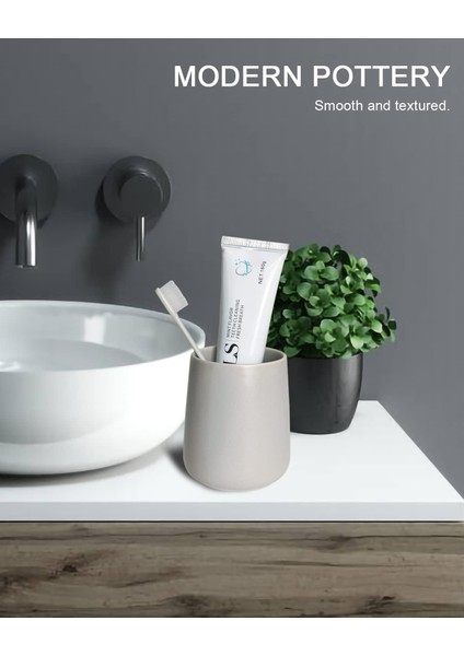 Mat Gri Diş Fırçalığı, 2 Adet Seramik Diş Fırçalığı, Banyo Için Modern Diş Fırçalığı, Banyo Bardağı Olarak Kullanım, Diş Macunu Tutucu, Makyaj Fırçası Bardağı (Yurt Dışından) fırsatları