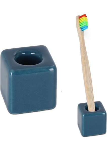 Banyo Vanity Tezgahları Için Şık Mini Seramik Diş Fırçası Tutucu Standı, Mini Seramik Diş Fırçası Tutucu Standı (Mavi) (Yurt Dışından)