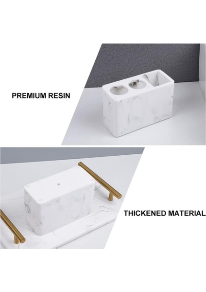 Diş Fırçası Tutucusu Mermer Görünümlü Elektrikli Diş Fırçası Diş Macunu Banyo Organizatör Standı Tepsiler Banyo Vanity Depolama ve Düzenleme Için Caddy Tezgah (Beyaz) (Yurt Dışından) fırsatları