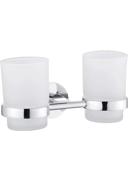 Çift Diş Fırçası Tutucu Duvara Monte Cam Tumbler Tutucu Buzlu Cam ile Organizatör Banyo Depolama Için (Yurt Dışından)