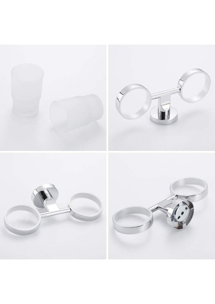 Çift Diş Fırçası Tutucu Duvara Monte Cam Tumbler Tutucu Buzlu Cam ile Organizatör Banyo Depolama Için (Yurt Dışından) modelleri