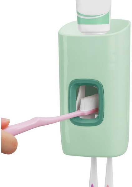 Otomatik Diş Macunu Dispenseri Sıkacağı, Diş Fırçası Tutucu Duvara Monte, Banyo Için Kendinden Yapışkanlı Diş Fırçası Saklama Standı (Yeşil) (Yurt Dışından)