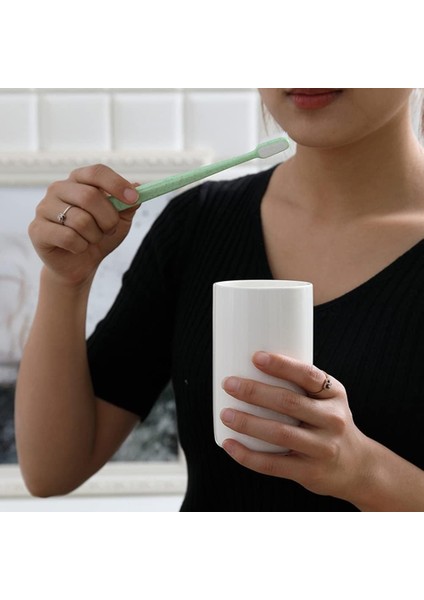 Seramik Gargara Bardağı Basit Ev Banyo Çift Modelleri Yıkama Diş Fırçalama Bardağı Süt Yoğurt Kahvaltı Bardağı. (Beyaz-A) (Yurt Dışından)