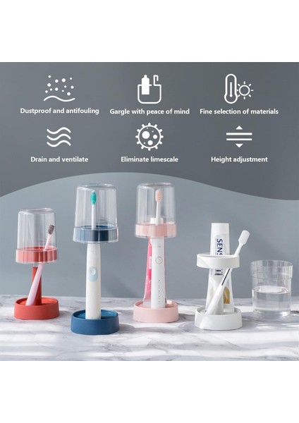 Diş Fırçası Kabı/kapağı ile Diş Fırçalığı Tutucu, Normal ve Elektrikli Diş Fırçaları Için Diş Macunu Tutucu Standı, Banyo Tezgahı Için Dental Saklama Organizatör Tutucuları (Beyaz) (Yurt Dışından)