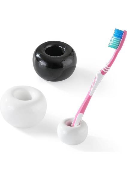 2pcs Diş Fırçası Tutucuları, Banyo, Tezgah Üstü ve Daha Fazlası Için Küçük Seramik Diş Fırçası Tutucu Standı, Yerden Tasarruf Sağlayan Tasarım (Siyah + Beyaz, Mini Boyut) (Yurt Dışından)