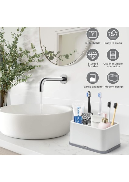 Beyaz Banyo Diş Fırçası Düzenleyici Kolay Temizlik Için Çıkarılabilir 5 Yuvalı Aile ve Çocuklar Için Banyo Vanity, Lavabo ve Tezgah Üzerinde Elektrikli Diş Fırçası ve Diş Macunu Ku (Yurt Dışından)