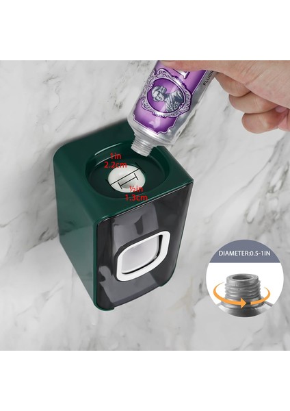 2 Yuvalı Diş Fırçalığı ve Diş Macunu Dispenseri Duvara Monte, Otomatik Diş Macunu Sıkacağı, 2'si 1 Arada Diş Fırçası Duş Için Diş Macunu Düzenleyici (Yeşil) (Yurt Dışından)