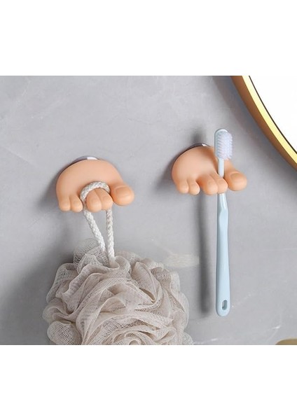 Adet Ayak Diş Fırçası Tutucu, Eğlenceli Banyo Diş Fırçası Tutucu Duş Vantuz Kancası Yumruksuz Anahtar Tıraş Makinesi Tel Düzenleyici (Renk: 2 Parça Ayak, Boyut: 2.55 * 1.4in) (Yurt Dışından)