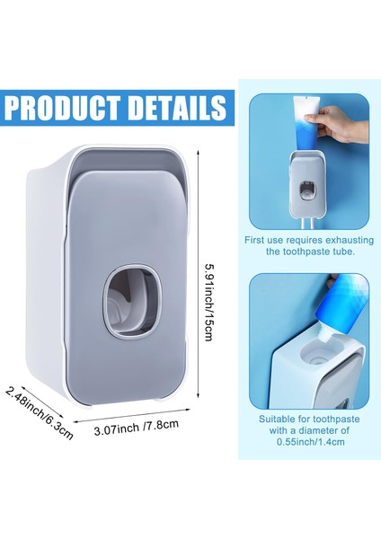 2 Yuvalı Diş Macunu Dispenseri 2'si 1 Arada Otomatik Diş Macunu Dispenseri Duvara Monte Çok Fonksiyonlu Diş Fırçası Tutucu Banyo Duş Çocuklar ve Yetişkinler Için Delmeyen Diş Macun (Yurt Dışından) modelleri
