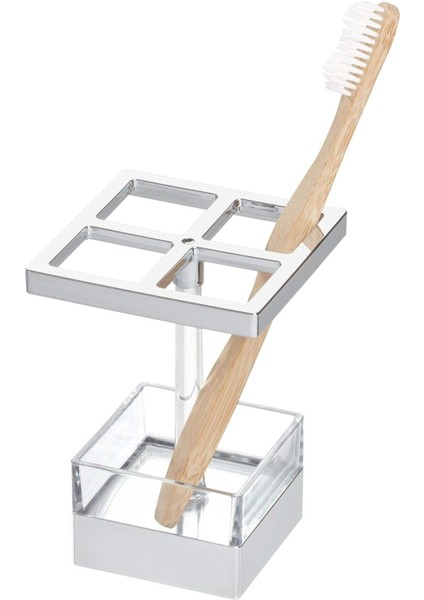 Idesign Clarity Banyo Dolabı, Tezgah Üstü Tezgahlar, Tıraş Makineleri Için Metal ve Plastik Diş Fırçası Tutucu Standı, 3,25" x 4,58" (Yurt Dışından)