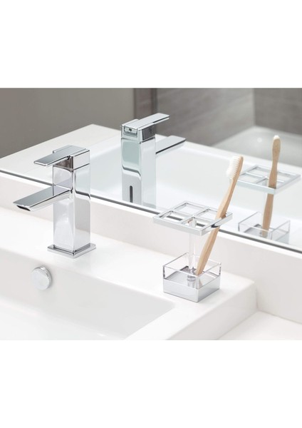 Idesign Clarity Banyo Dolabı, Tezgah Üstü Tezgahlar, Tıraş Makineleri Için Metal ve Plastik Diş Fırçası Tutucu Standı, 3,25" x 4,58" (Yurt Dışından) fiyatları