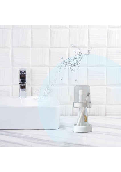 Kapaklı Beyaz Diş Fırçalığı 2 Yuvalı Yüksekliği Ayarlanabilir Banyo Elektrikli Diş Fırçalığı Diş Macunuyla Uyumlu Normal Veya Elektrikli Diş Fırçası Saklama Cilt Sökücü (B, Tek Boy (Yurt Dışından)