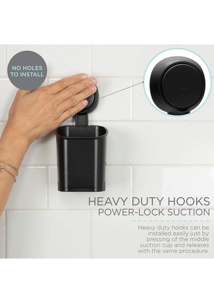 Power Lock Jel Emme Diş Fırçası Tutucu | Emme Montajı | Banyo Aynası Veya Duvar Askısı | Hiçbir Alete Gerek Yok | Diş Macunu | Jilet | Kolay Yayın | Mat Siyah (Yurt Dışından) fiyatları