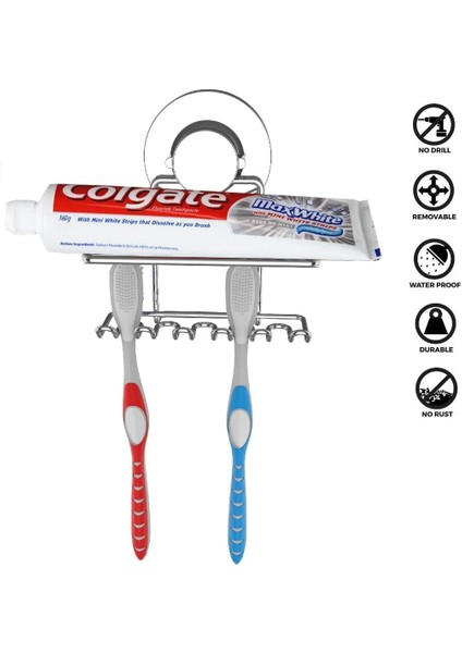 Diş Fırçalığı Vantuz Duvara Monte Diş Macunu ve Diş Fırçası Tutucu Güçlü Vakumlu Veya Yapışkan Sistemli Paslanmaz Paslanmaz Çelik Düzenleyici Elektrikli Diş Fırçası (Raflı) (Yurt Dışından) fiyatları