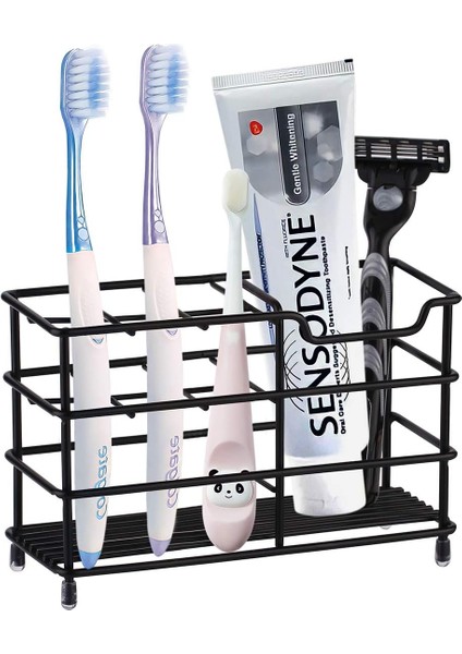 Banyo Için Diş Fırçası Tutucu Paslanmaz Çelik Diş Fırçası Tutucu, Çok Fonksiyonlu Diş Macunu Için 7 Yuva Jilet Standı Banyo Organizatör Tezgahı - Siyah (Yurt Dışından)