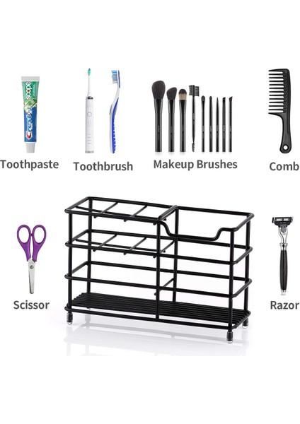 Banyo Için Diş Fırçası Tutucu Paslanmaz Çelik Diş Fırçası Tutucu, Çok Fonksiyonlu Diş Macunu Için 7 Yuva Jilet Standı Banyo Organizatör Tezgahı - Siyah (Yurt Dışından) fırsatları