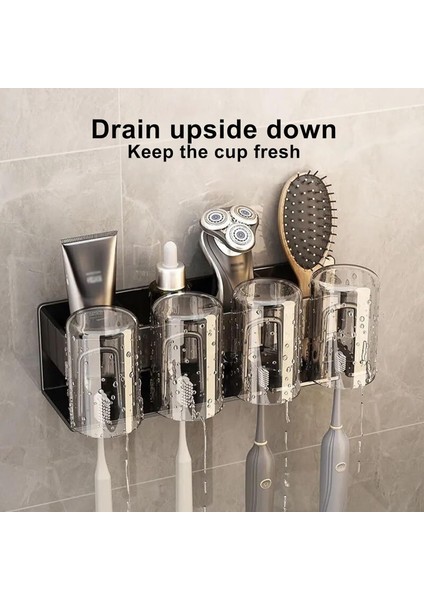 Diş Fırçası Tutucu Duvara Monte, Banyolar Için 4 Bardak Diş Fırçası Tutucular, Diş Fırçası Askısı Gargara Bardak Tutucu Banyo Dekor Için Banyo Aksesuar Seti (Yurt Dışından)