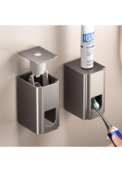 Diş Fırçası Tutucu Otomatik Diş Macunu Dispenseri Paslanmaz Çelik Gri Renk (1 Diş Macunu Dispenseri) (Yurt Dışından) fırsatları