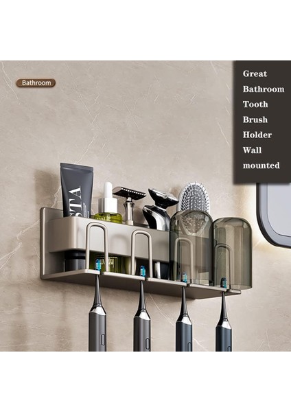 Diş Fırçalığı Duvara Monte, Gri Paslanmaz Diş Fırçalama Diş Macunu Tutucu Caddy Organizatör, Banyo Aksesuarı Duş Asma Duvara Montaj Banyo için Elektrikli Diş Fırçalığı (Yurt Dışından) modelleri